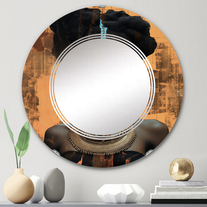 Halaka - Miroir mural moderne rond, 24 po x 24 po