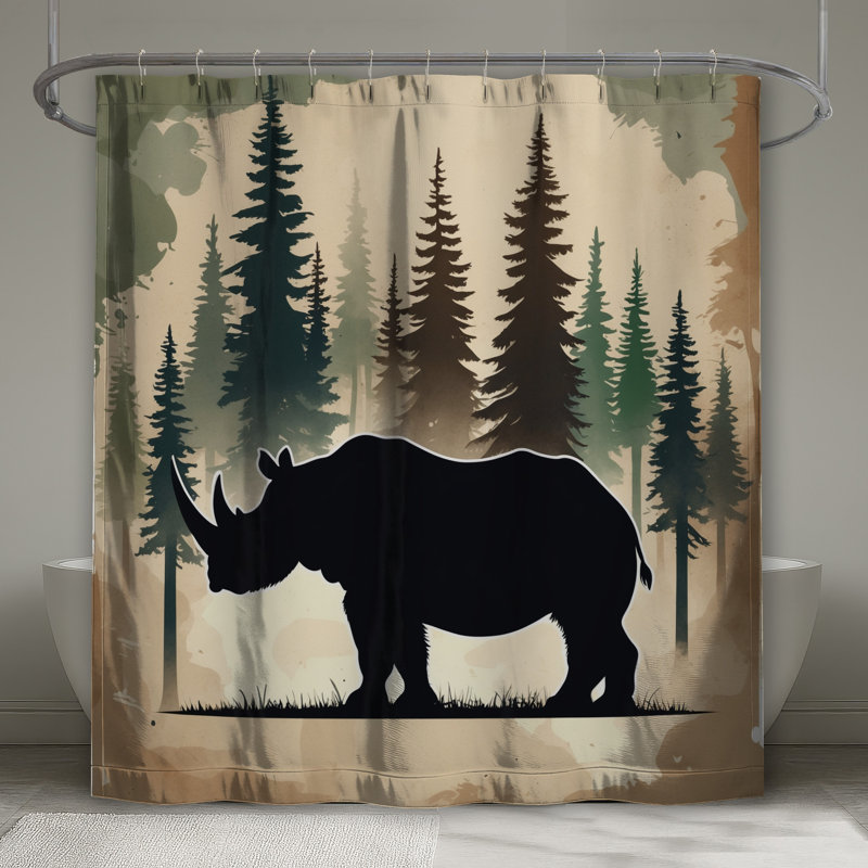 Rideaux de douche Silhouette Rhinoceros Forest, L 70 po x H 93 po