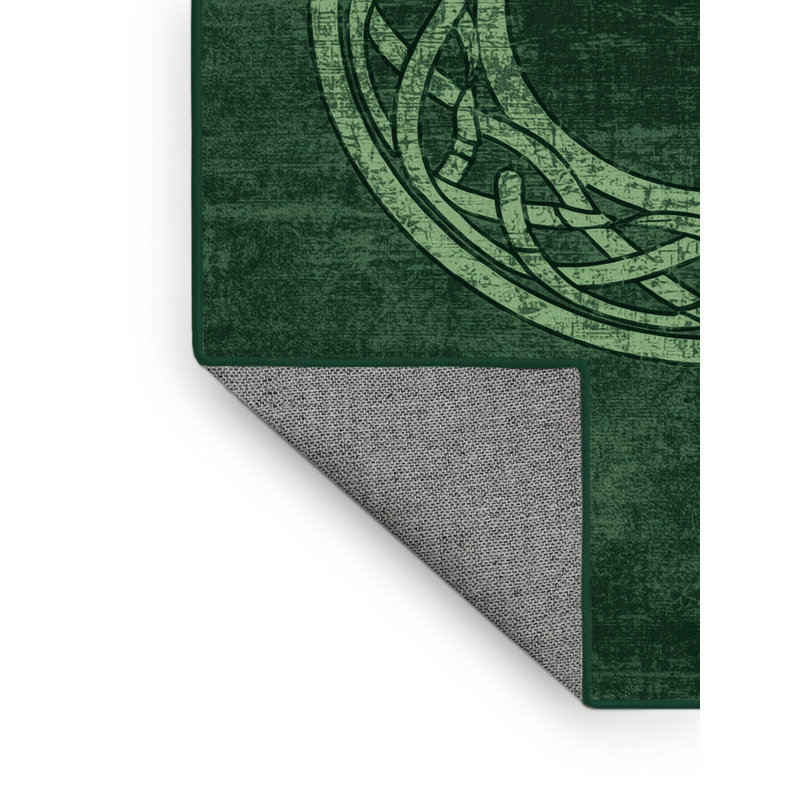 Tapis abstrait moderne et contemporain Merrionette St Patties lavable à la machine - Reliure verte, 4 x 6