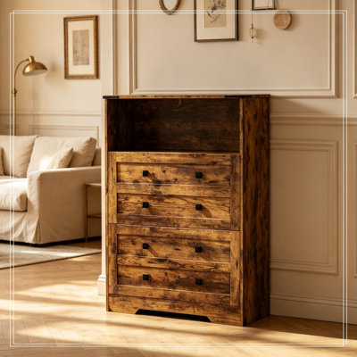 Armoire étroite en lin avec 2 tiroirs rabattables