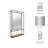 Wall Storage Unit with Metal Iron Frame, Wood Base, Glass Mirror, and Open Shelf.