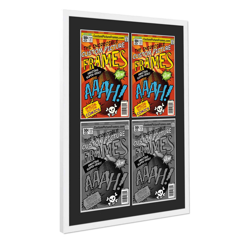 Wood Picture Frame with Mat, White/Black, 7.75" x 10.5"