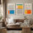 Abstract Vibrant Color Blocks " Mid-century Modern Multicolor Block Colorful Framed Abstract Geometric Canvas Print Wall Art " 3 - Pieces-75848667-75848671