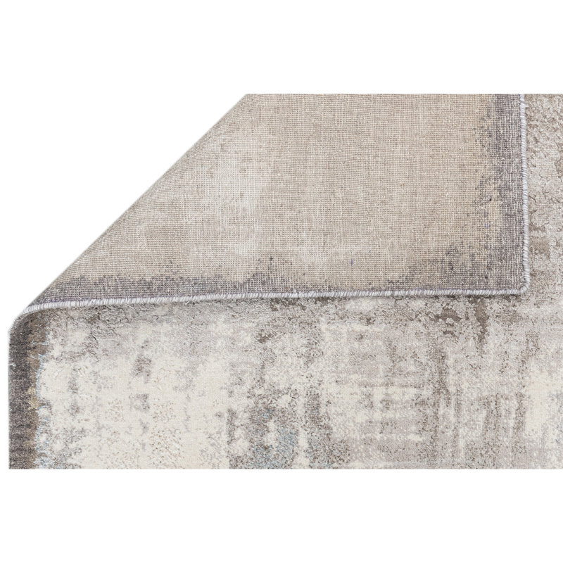 High-Quality Hand-Knotted Beige And Ivory Area Rug, Rectangle 6' x 9'