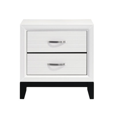 White Finish Bedroom Chest With 2 Drawers - Modern Design Contemporary Style Nightstand