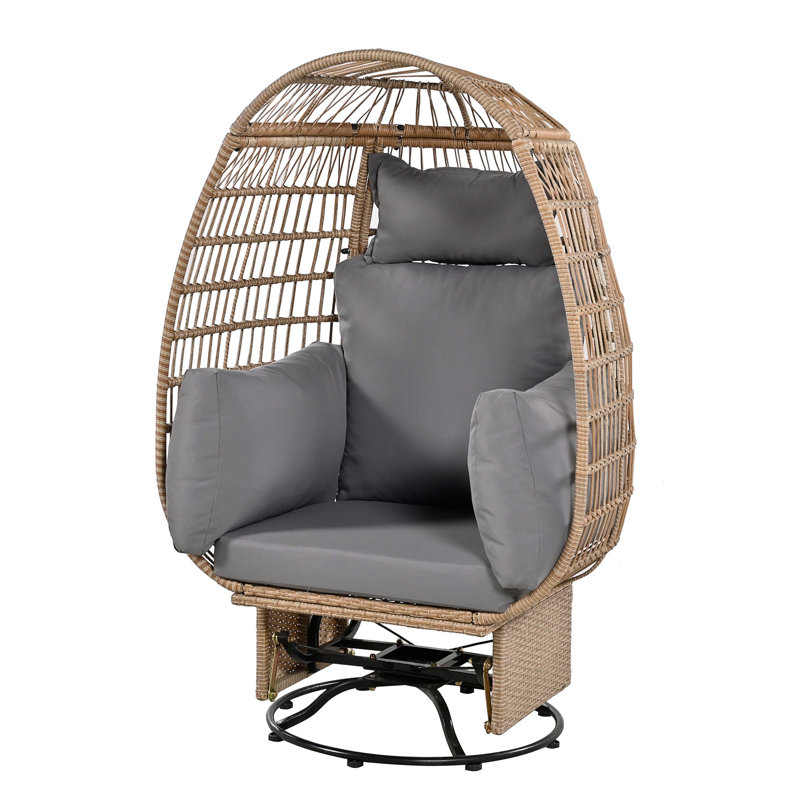 Fauteuil à œufs confortable et élégant avec de multiples fonctionnalités pour une utilisation extérieure, Gris, Naturel