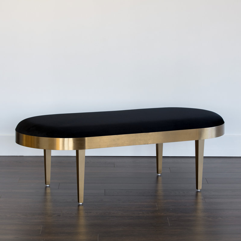 Velvet Upholstered Bench - Black, Black