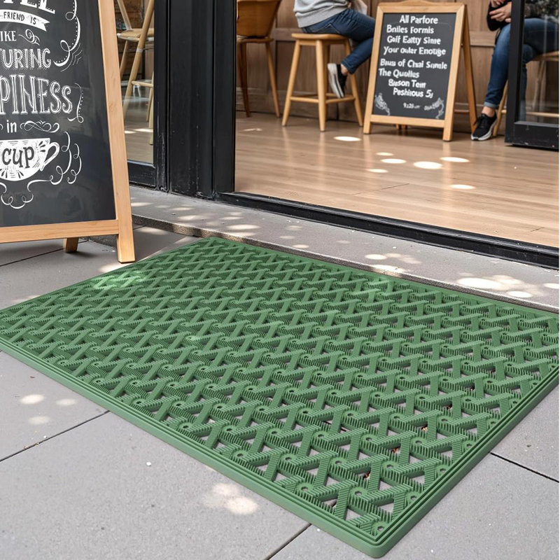Non-Slip Outdoor Doormat, 19" W x 30" L , Green