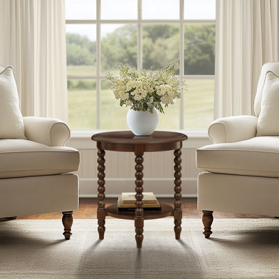 Lily Pond Philippe Round End Table with Shelf