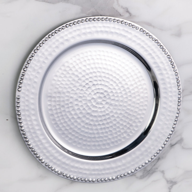 Ensemble de 4 assiettes de présentation perlées et martelées