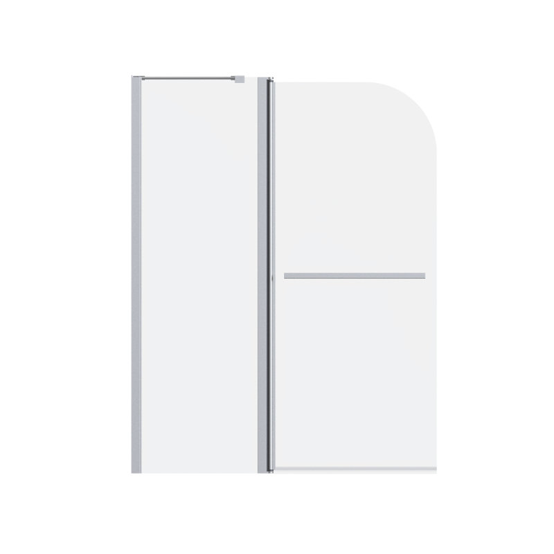43 In. W * 58 In. H Frameless Folding Shower Doors For Bathtub, 1/4" (6Mm) Thick SGCC Tempered Glass Door, Bathroom Pivot Tub Glass Door, Chrome