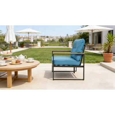 Ensemble de 2 chaises d'extérieur en acier avec meubles de patio, chaises d'extérieur en métal avec coussins améliorés, canapé simple d'extérieur pour balcon, jardin, terrasse et cour