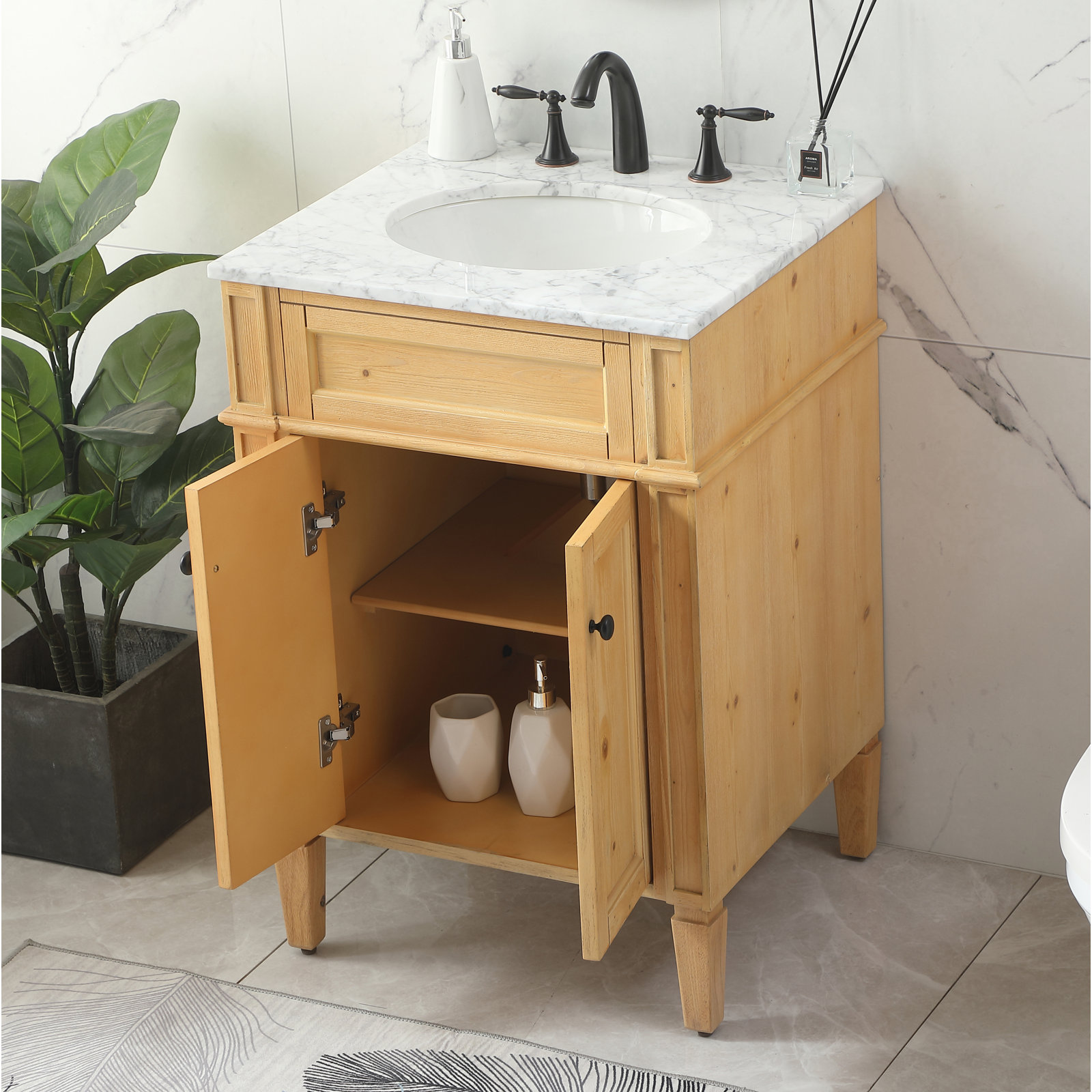 Rivers 24'' Single Bathroom Vanity, Natural Wood