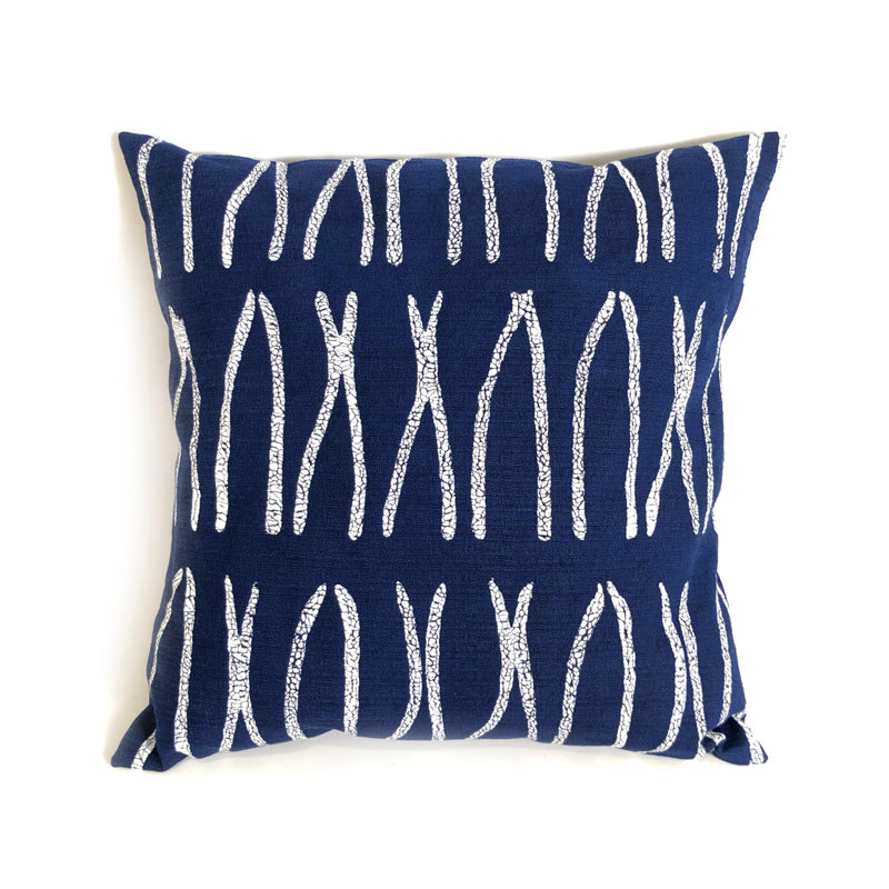 Housse de coussin géométrique en coton, Bleu