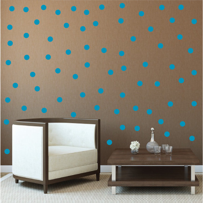Adhésif décoratif à pois, H 48 po x l 78 po x P 0,01 po, Bleu sarcelle