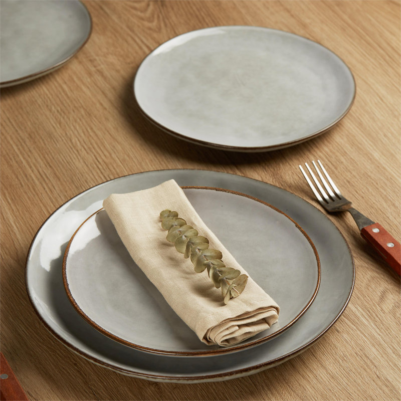 Leny 12-Piece Stoneware Dinnerware Set - Service for 4, Gray