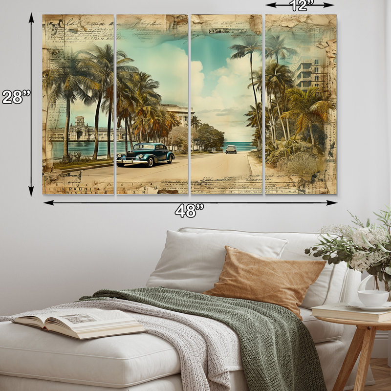 Mellal - Floride, art mural sur toile - 4 panneaux