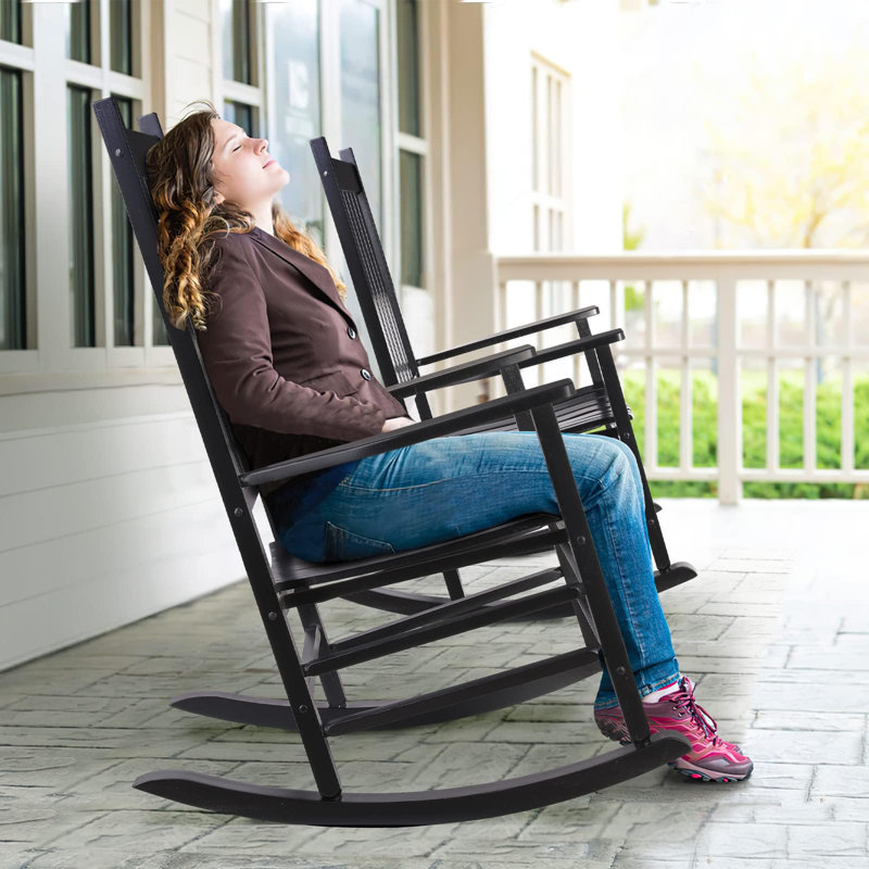 Solid Wood Rocking Chair, Black