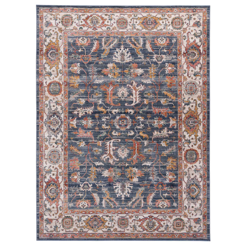 Oriental Machine-Made Blue / Ivory, Rectangle 5'3" x 8'