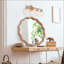Miroir mural rond en bois ondulé, miroir mural festonné