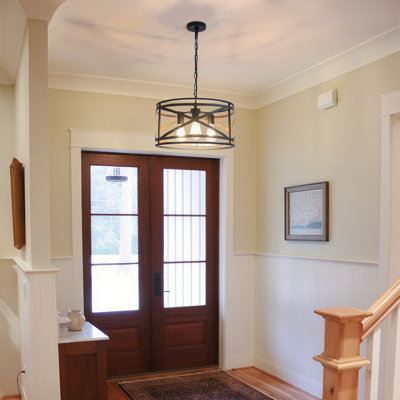 3 - Light Farmhouse Cross - Braced Metal Frame Chandelier