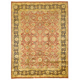 Hand Knotted Wool Area Rug in Red And Black