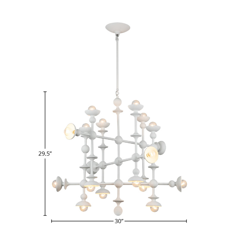 White 18-Light Sputnik Chandelier with Sculptural Design