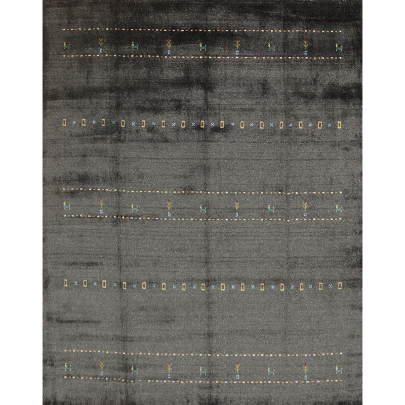 Tapis carré foncé de style Gabbeh 8 x 8
