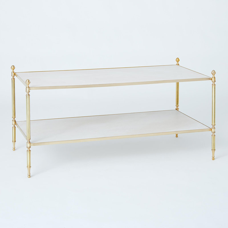 Marble Coffee Table, White Top/Gold Base