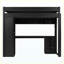 Lit mezzanine simple en bois massif noir avec bureau en forme de L, DEL intelligente et rangement-129412840