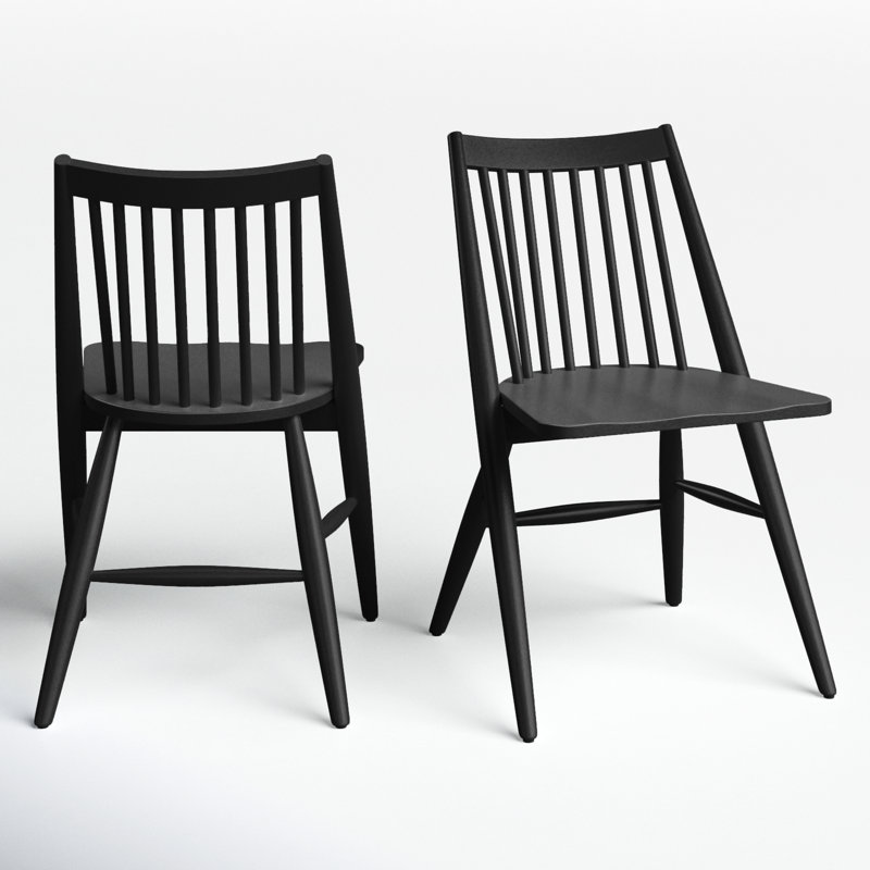 Kloss Solid Wood Slat Back Side Chair, Black