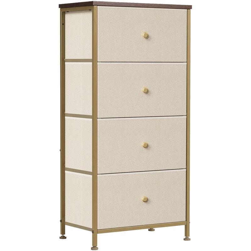 Commode de rangement 4 tiroirs Enegess, khaki