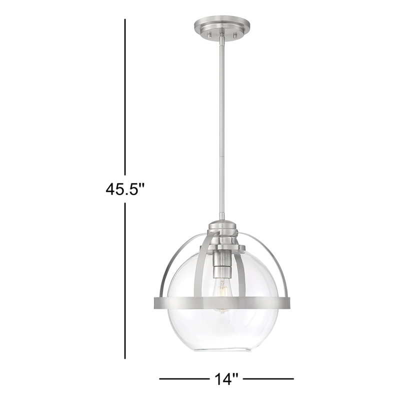 Willem Single Globe Glass Pendant in Satin Nickel, Satin Nickel