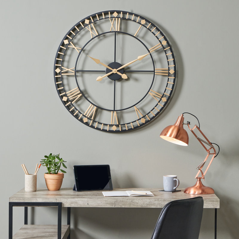 Beaver Creek Metal Wall Clock, Antique Bronze/Unfinished Gold