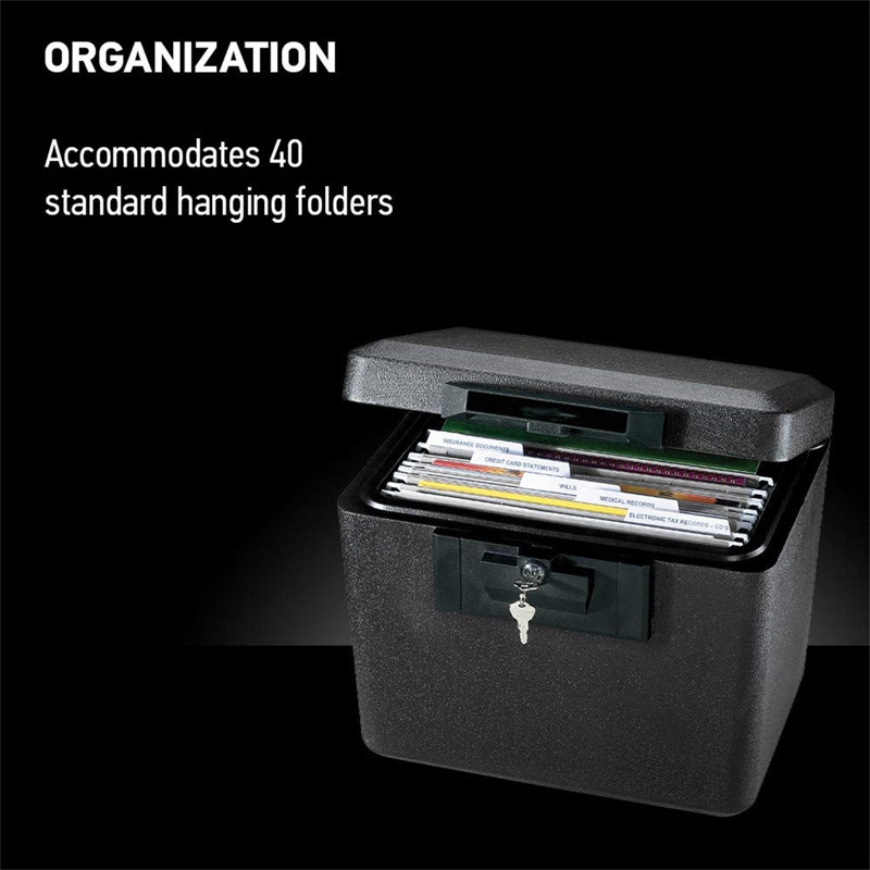 Fireproof Document Box With Key Lock, Safe Secures Files And Documents For Home Or Office
