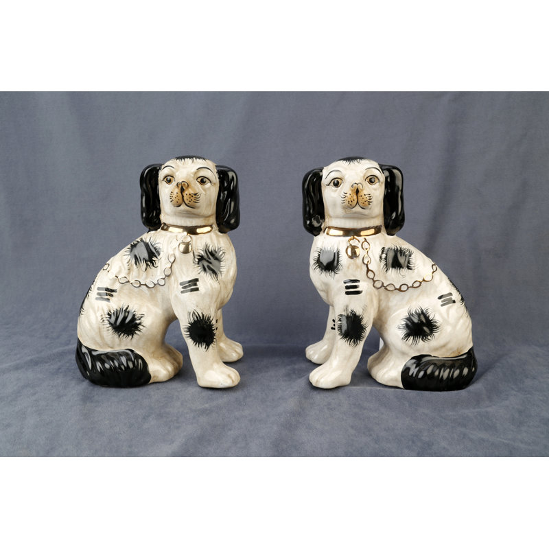 Paire de chiens 8 "Saunders Staffordshire, Noir