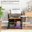 Mobile Printer Table With Socket, Rustic Brown. Keep Office Tidy And Organized. Adjustable Shelves. Wheels For Easy Movement Stand & Store Items. Locking Wheels. Versatile Work Desk