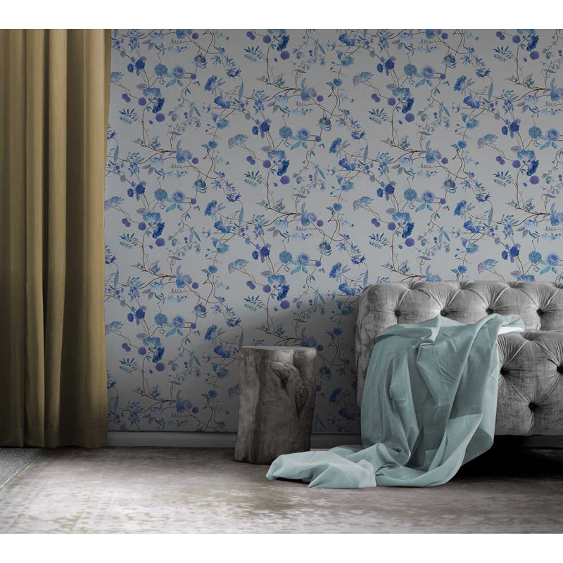 Hudgins 10m x 52cm Matte Paste the Wall Wallpaper Roll, White/Blue