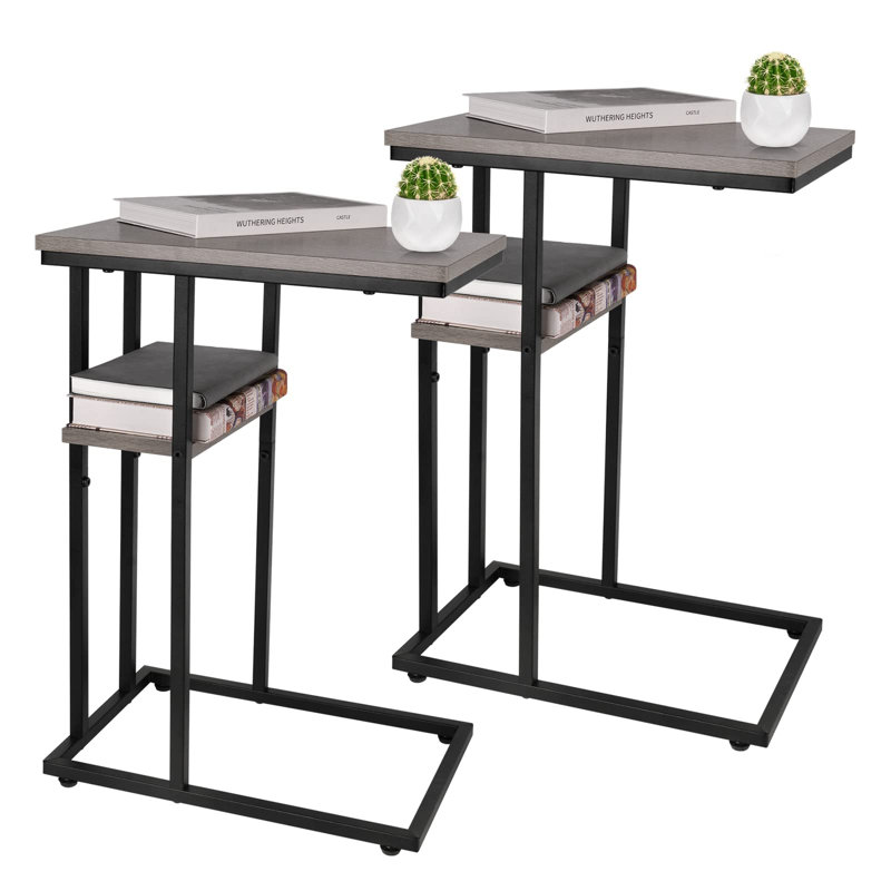 Table de bout avec rangement Creslow, Gris, Noir