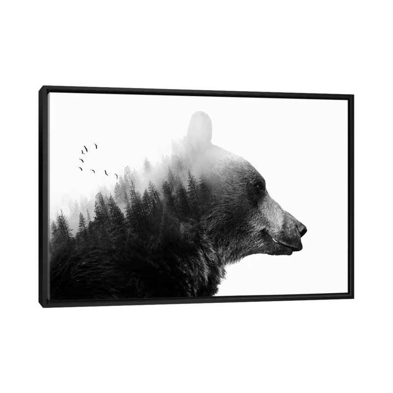 « big bear i », reproduction d’impression sur toile, H 18 po x l 26 po x P 1,5 po, Toile avec cadre noir, Pas de tapis