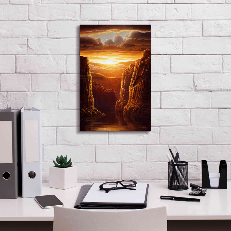 «Warm Reflections» par R. Hed, art mural sur toile, H 12 po x l 18 po