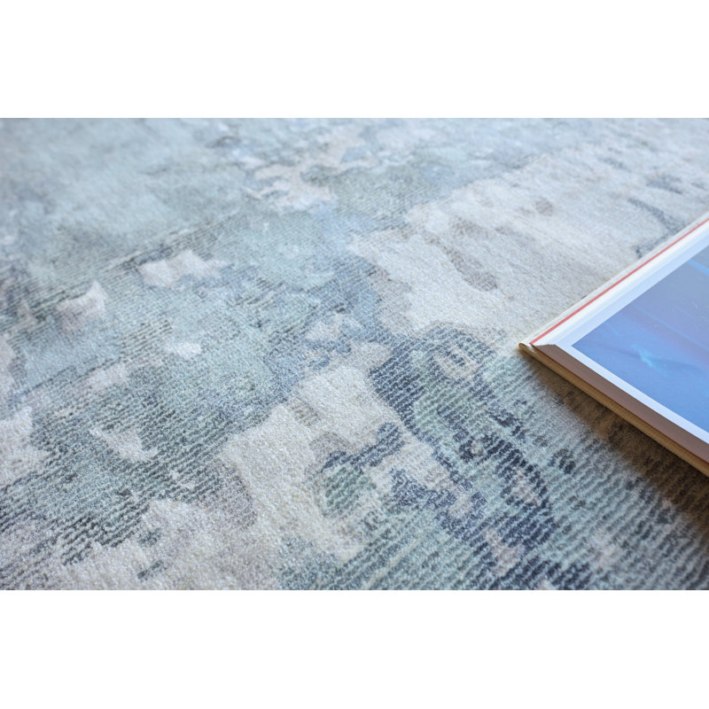 Laguna Abstract Hand-Loomed Blue Area Rug, Rectangle 6' x 9'