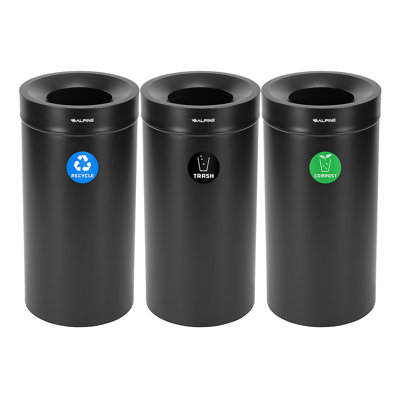 Bac à compost, poubelle de recyclage et poubelle en acier inoxydable 27 gallons