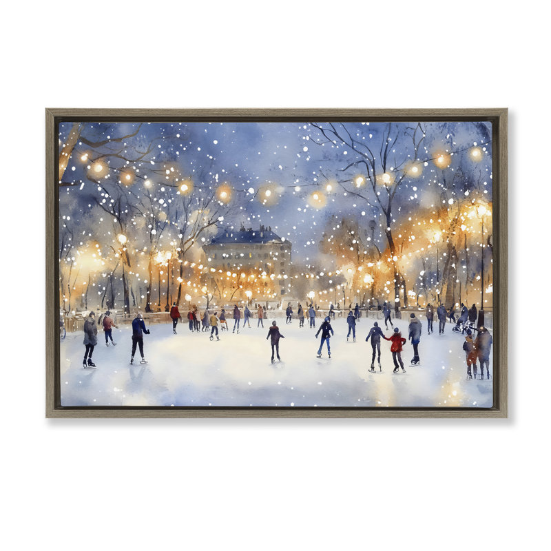 Patin à glace sous les lumières, conception par Creative Studio, Cadre flottant orme Montalcino, H 21 po x l 31 po