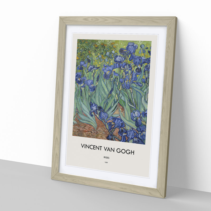 Irises by Vincent Van Gogh - Picture Frame Art Prints, 48cm H x 36cm W x 2cm D, Oak Framed