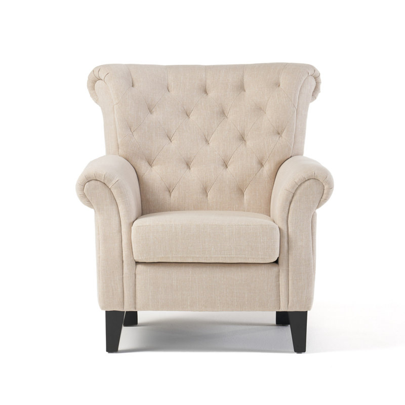 Losoto 36" W Tufted Armchair , Light Beige Fabric