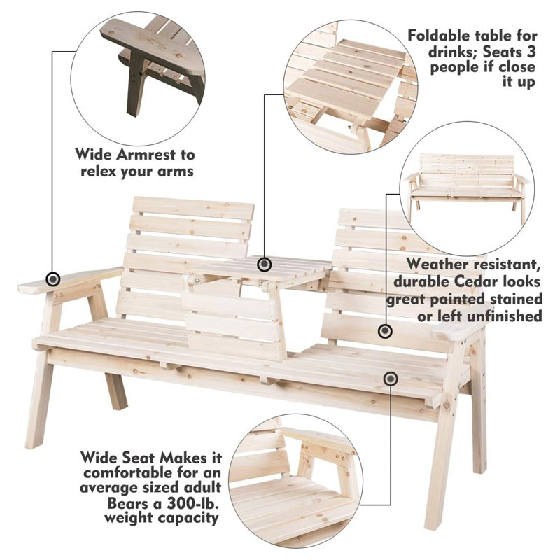Banc de jardin avec table pliante Terrace