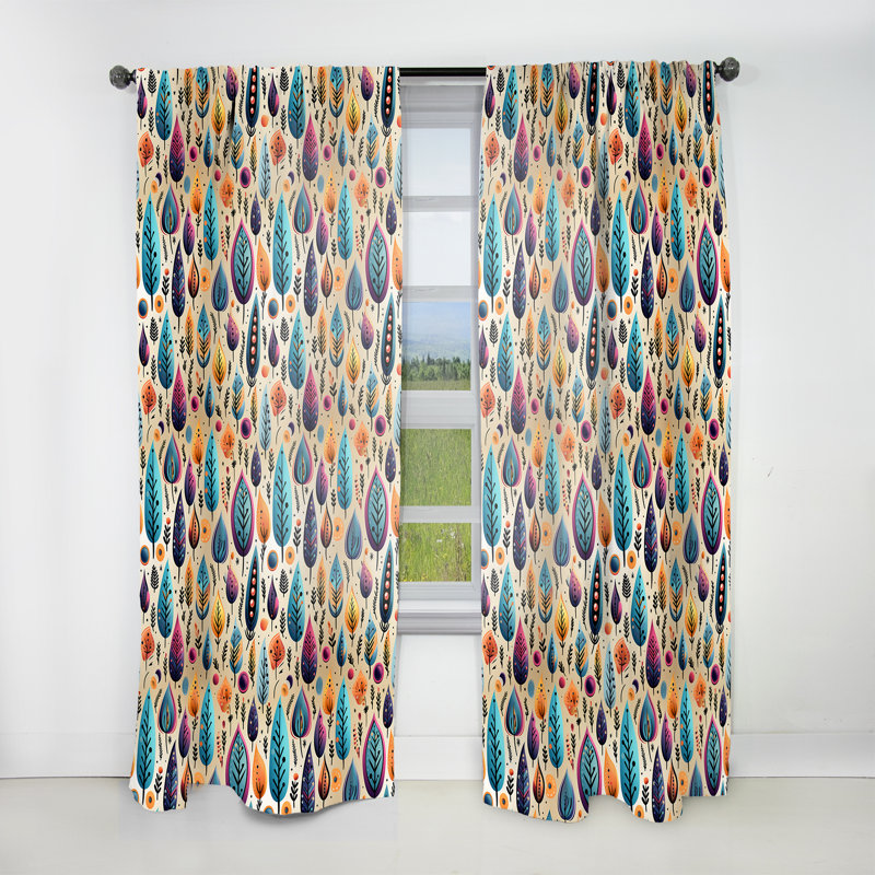 Tribal Frivolity Boho Motif V - Rideau Boho - Rideau abstrait obscurcissant - 1 panneaux, L 52 po x L 84 po