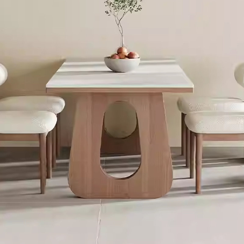 Sintered stone unique dining table set, 29.53"H x 78.74"L x 35.43"W