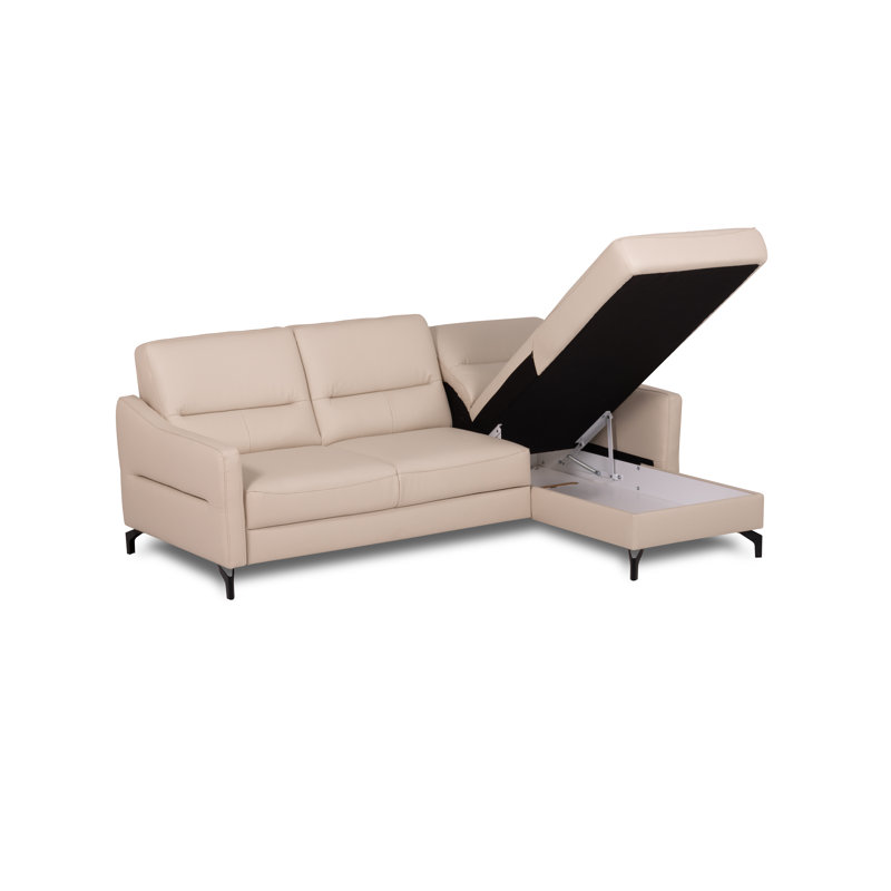 Falkirk Leather Corner Sofabed, Beige, Right Hand Facing